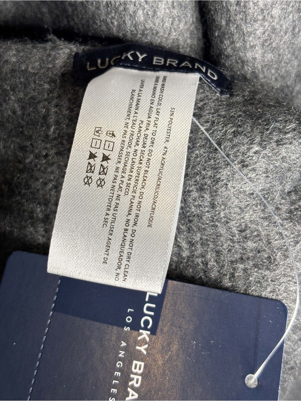 Lucky Brand | Gray Fringe Scarf Wrap Oversized Soft Cozy Winter | One Size - Picture 5 of 6